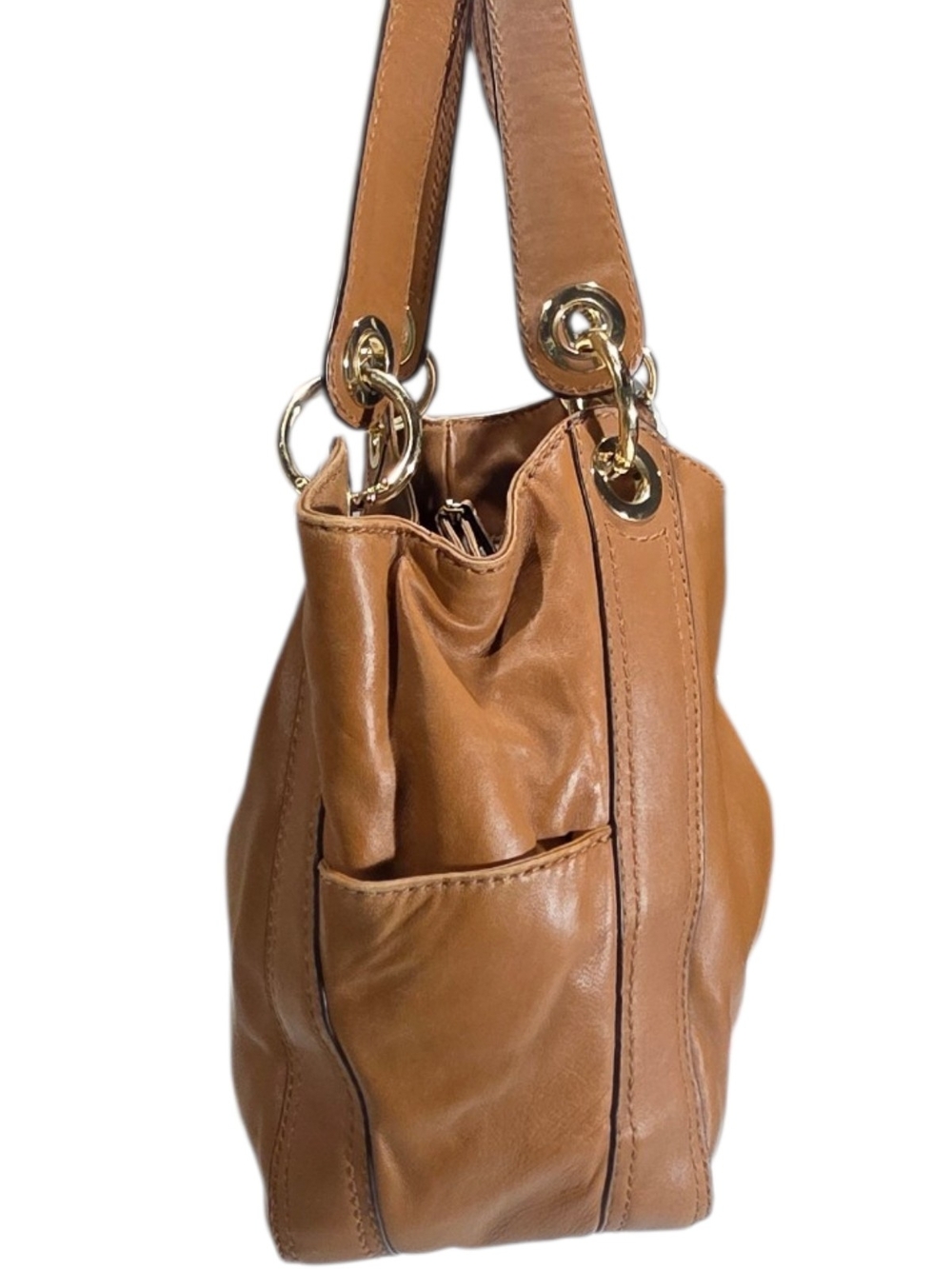 Michael Kors Tan Leather Drawstring Shoulder Bag - Picture 4 of 11